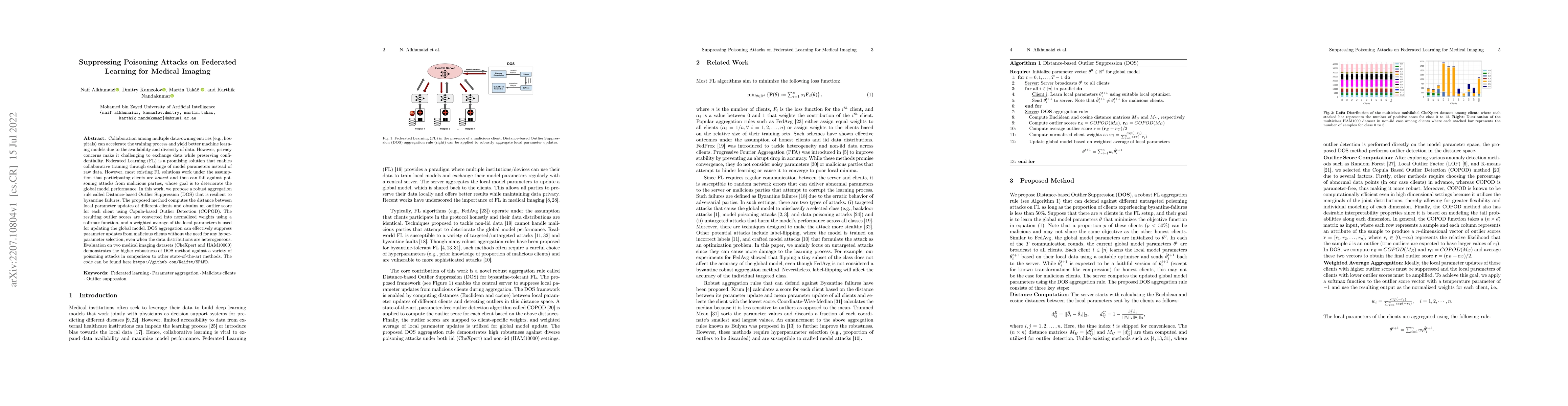 Thumbnail for Suppressing Poisoning Attacks on Federated Learning for Medical Imaging