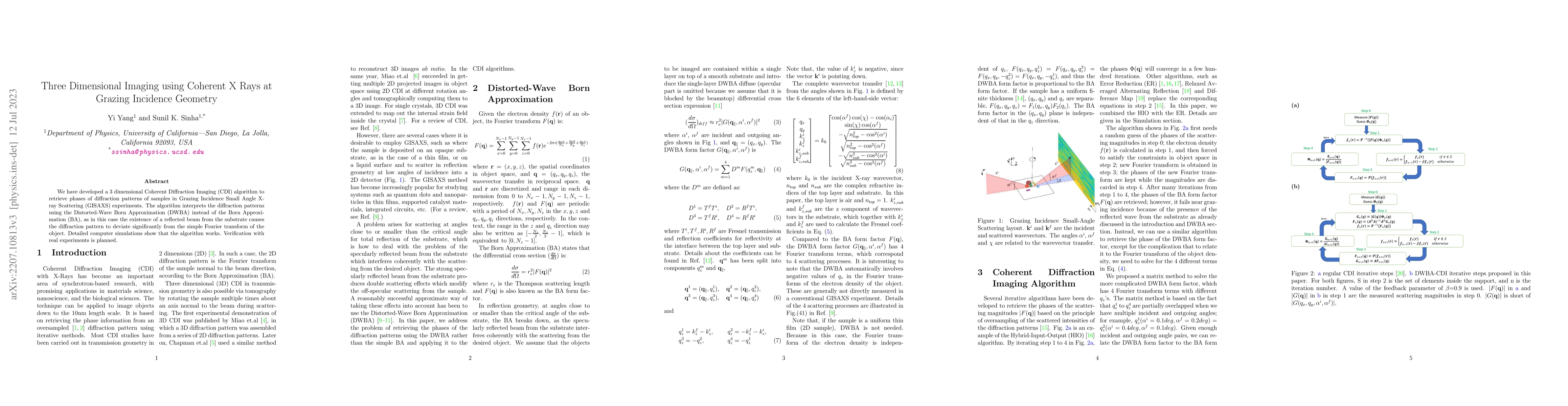 Thumbnail for Three Dimensional Imaging using Coherent X-Rays at Grazing Incidence
  Geometry