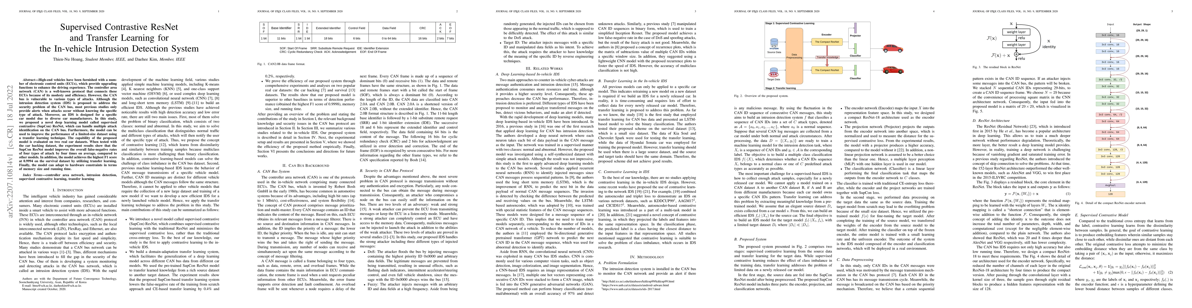 Thumbnail for Supervised Contrastive ResNet and Transfer Learning for the In-vehicle
  Intrusion Detection System