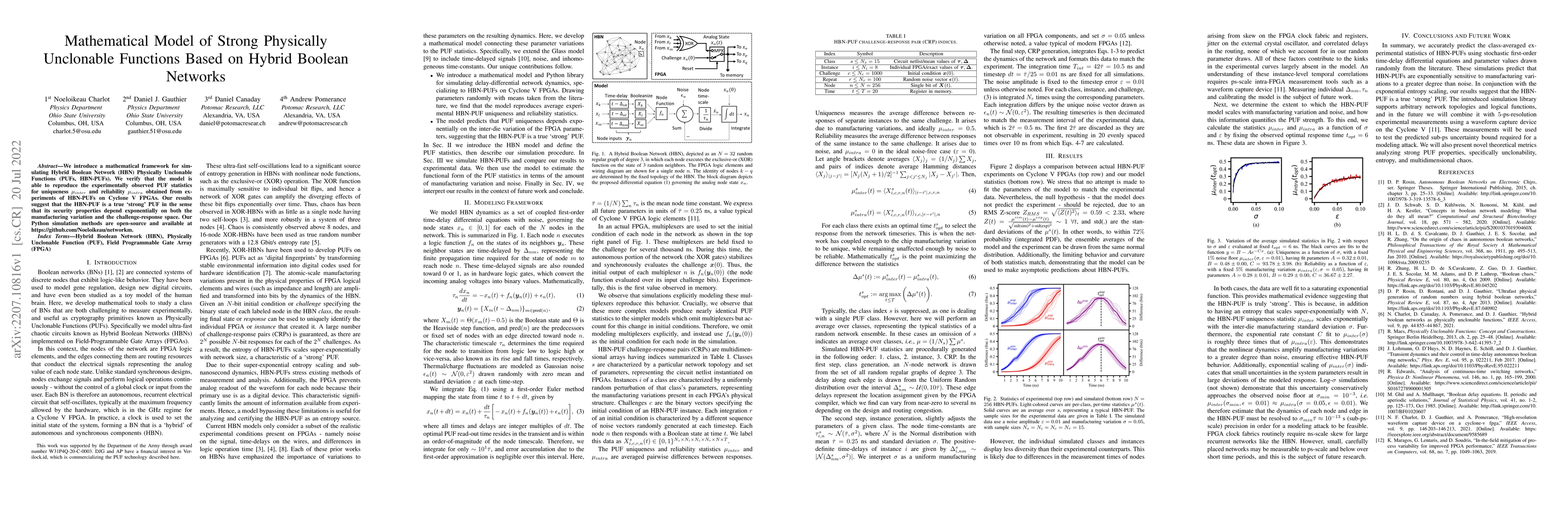 Thumbnail for Mathematical Model of Strong Physically Unclonable Functions Based on
  Hybrid Boolean Networks