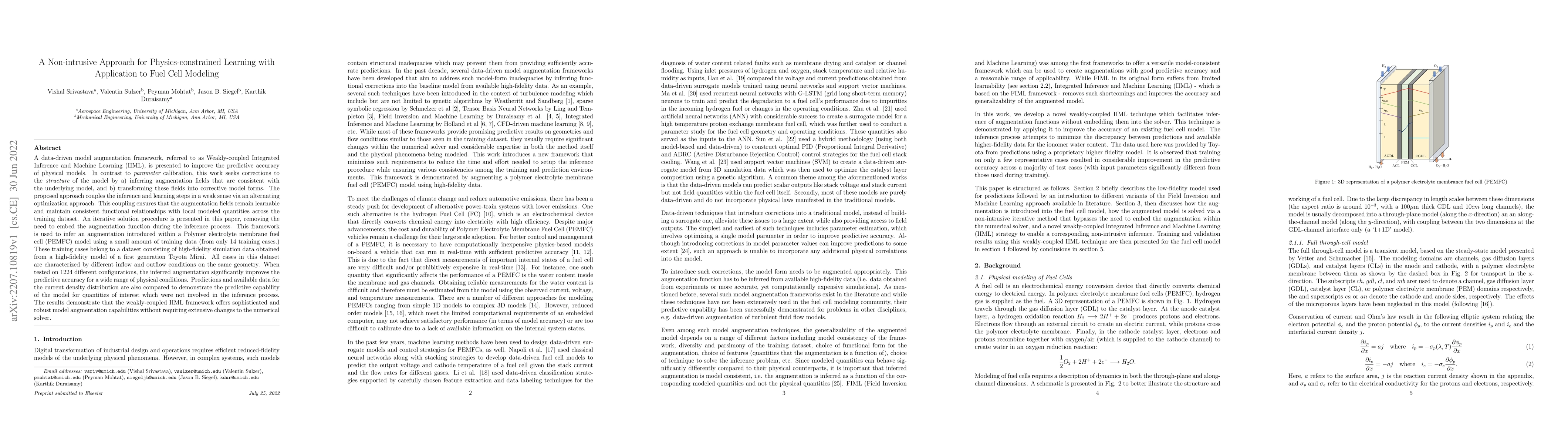 Thumbnail for A Non-intrusive Approach for Physics-constrained Learning with
  Application to Fuel Cell Modeling