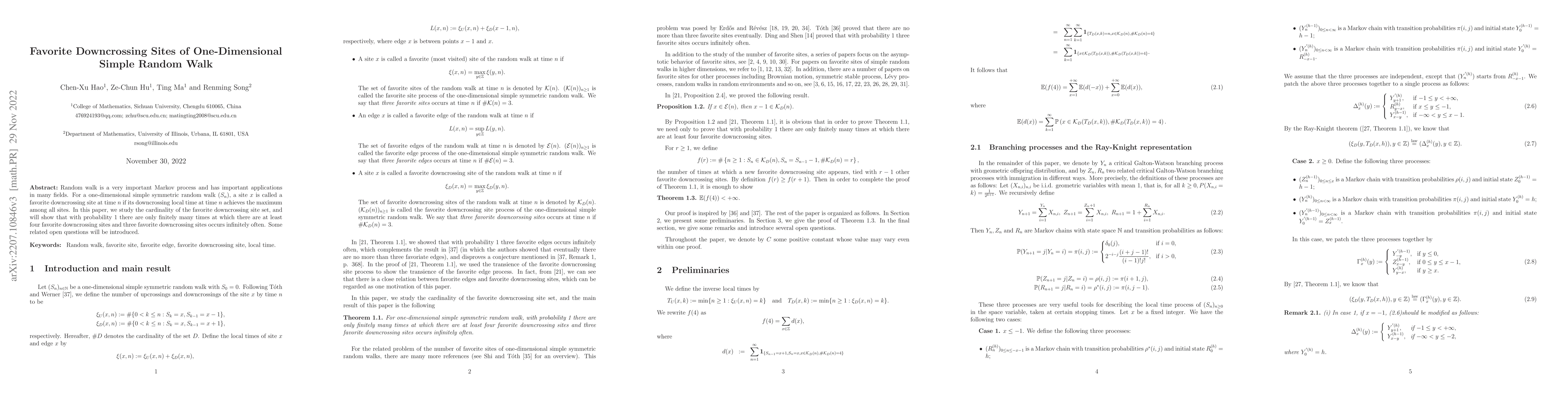 Thumbnail for Favorite Downcrossing Sites of One-Dimensional Simple Random Walk