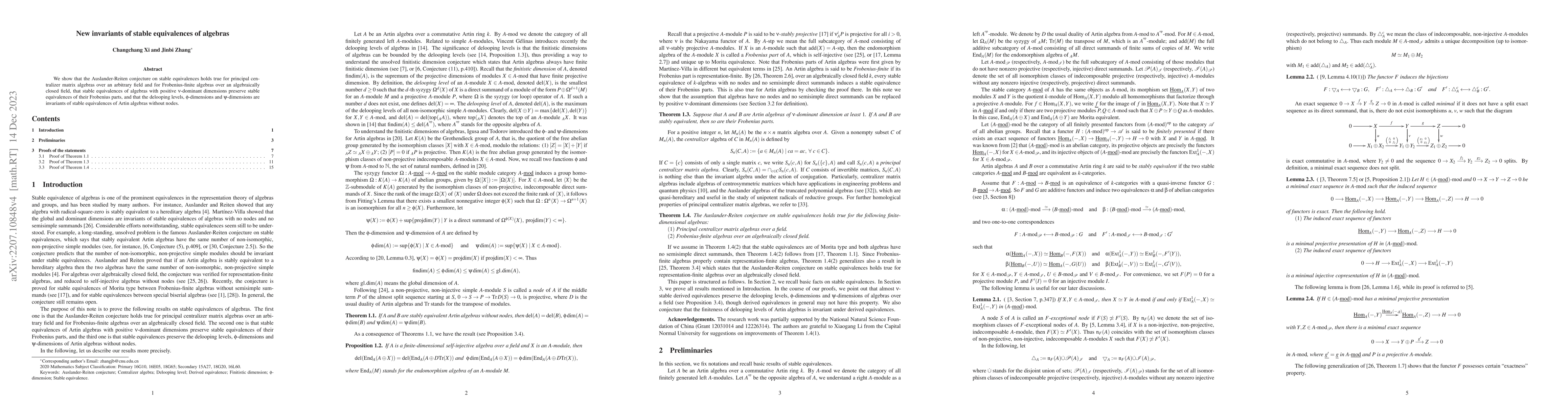 Thumbnail for New invariants of stable equivalences of algebras