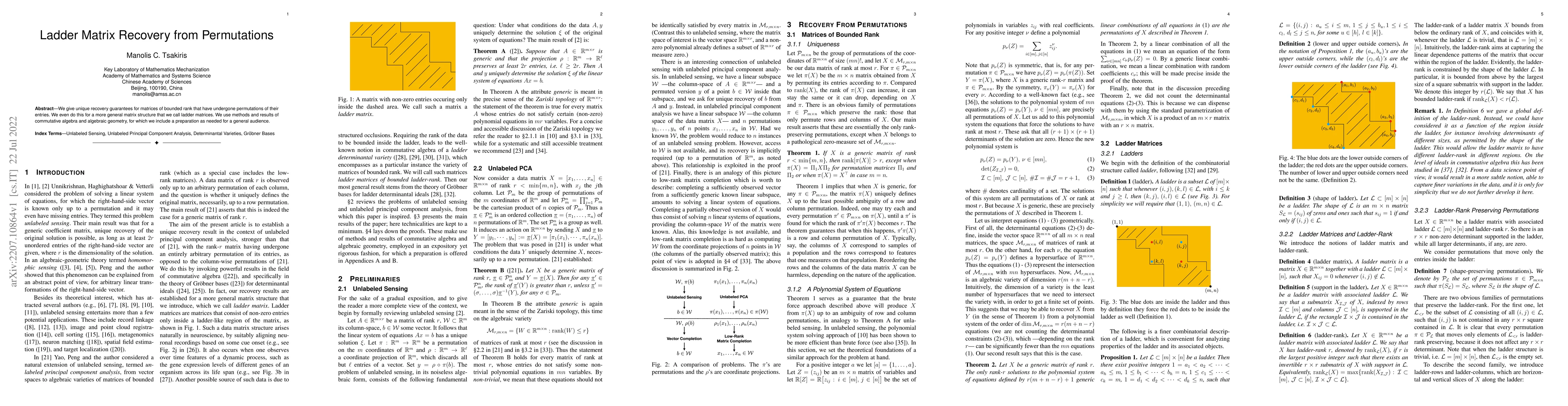 Thumbnail for Ladder Matrix Recovery from Permutations