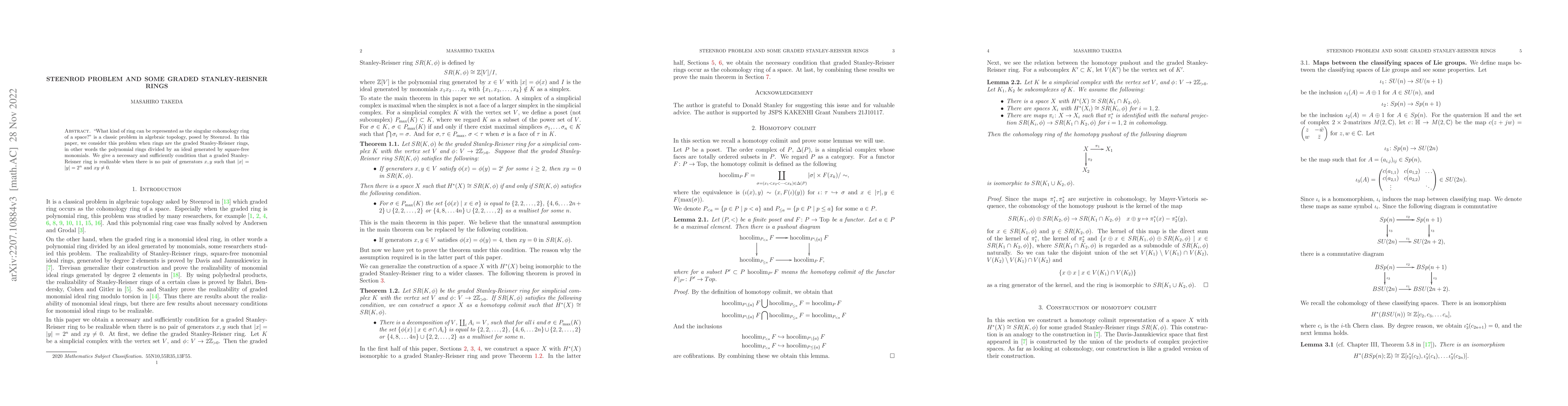 Thumbnail for Steenrod problem and some graded Stanley-Reisner rings