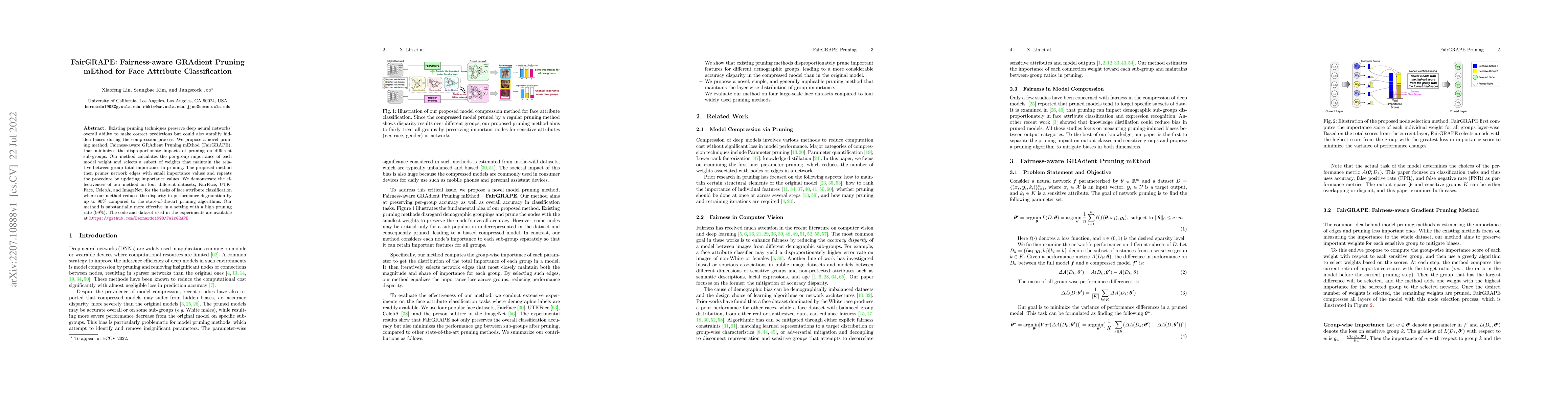 Thumbnail for FairGRAPE: Fairness-aware GRAdient Pruning mEthod for Face Attribute
  Classification