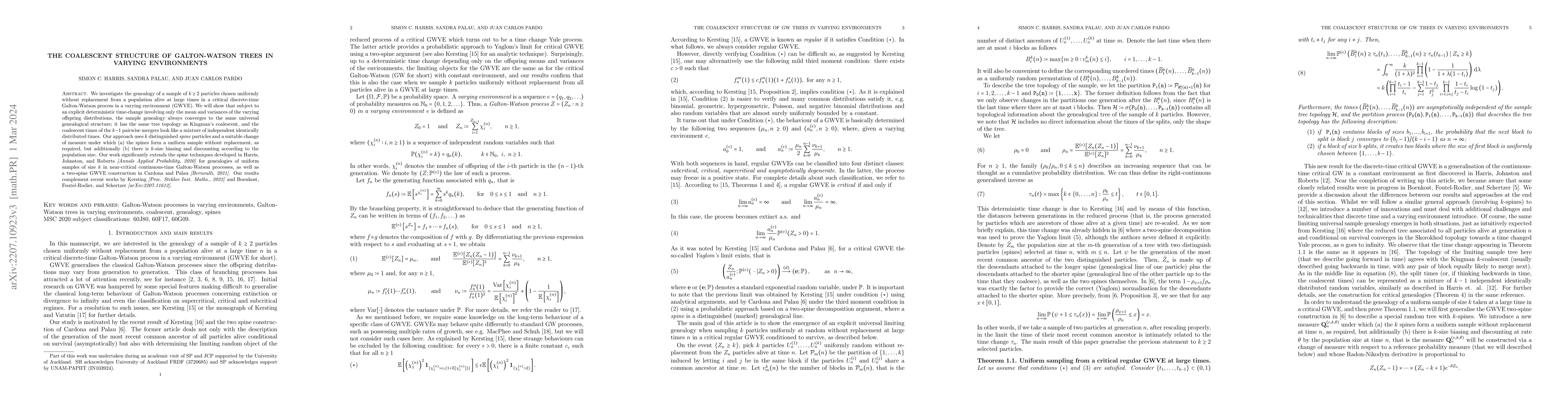 Thumbnail for The coalescent structure of Galton-Watson trees in varying environments
