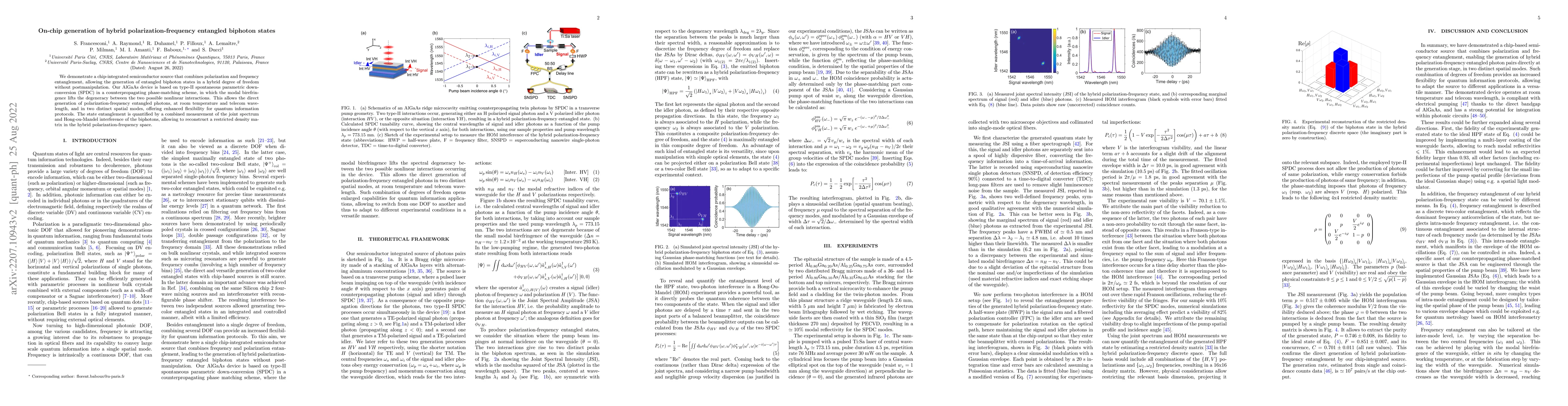 Thumbnail for On-chip generation of hybrid polarization-frequency entangled biphoton
  states