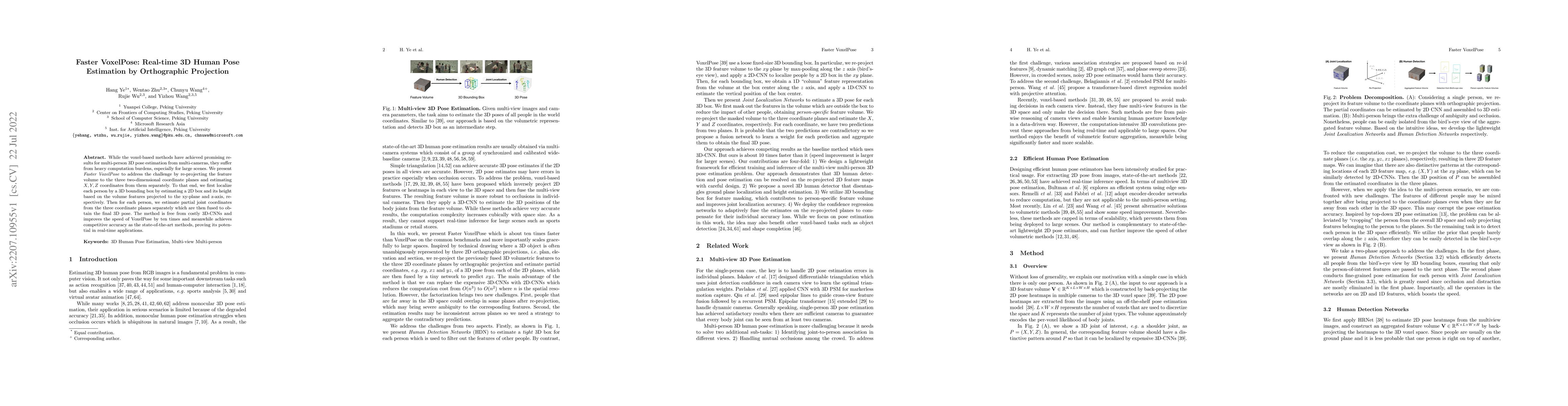 Thumbnail for Faster VoxelPose: Real-time 3D Human Pose Estimation by Orthographic
  Projection