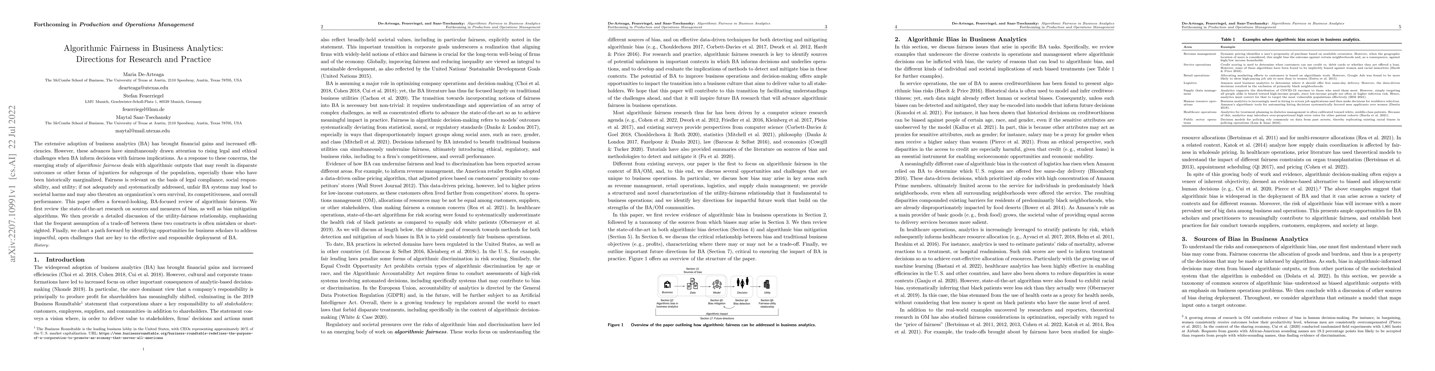 Thumbnail for Algorithmic Fairness in Business Analytics: Directions for Research and
  Practice