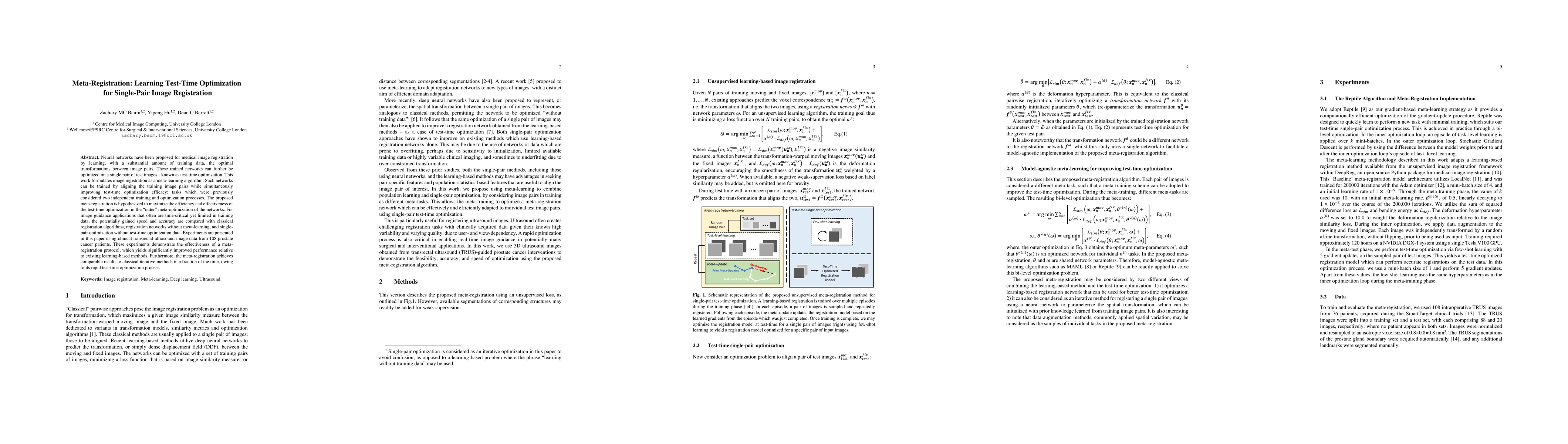 Thumbnail for Meta-Registration: Learning Test-Time Optimization for Single-Pair Image
  Registration