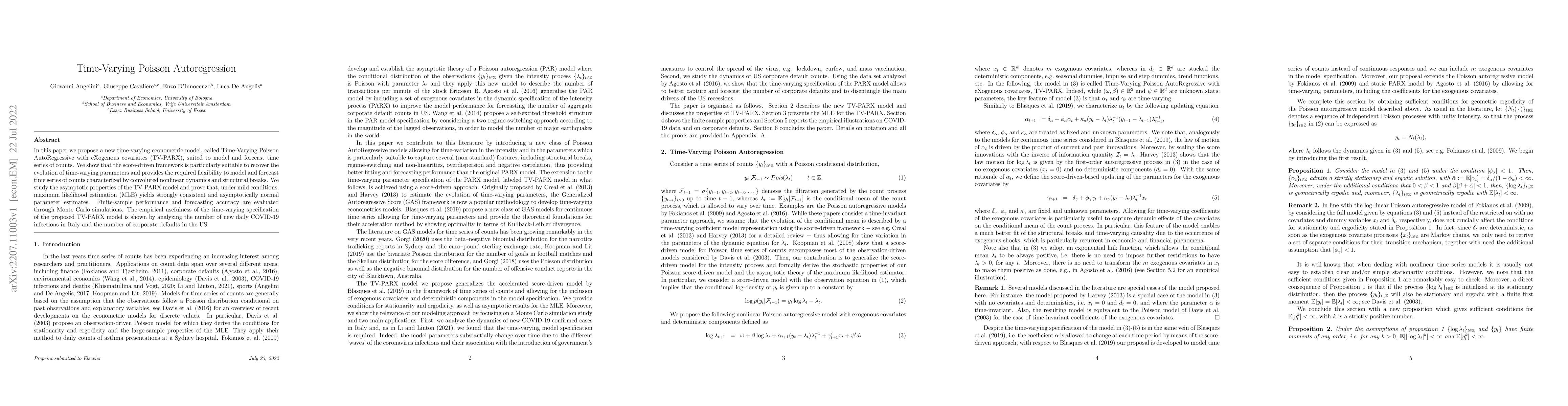 Thumbnail for Time-Varying Poisson Autoregression