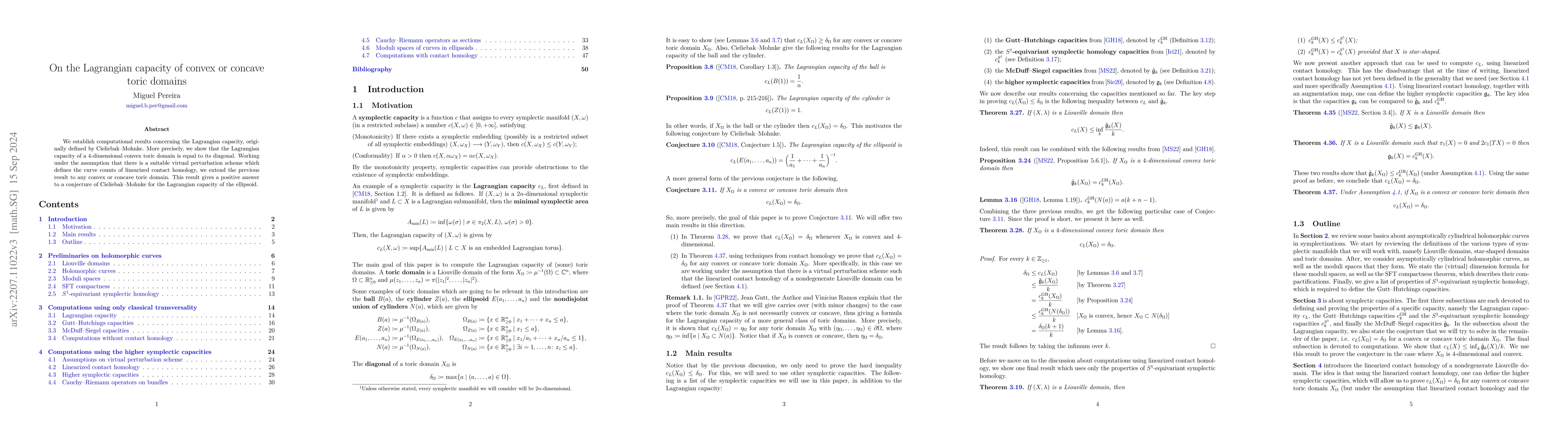 Thumbnail for On the Lagrangian capacity of convex or concave toric domains