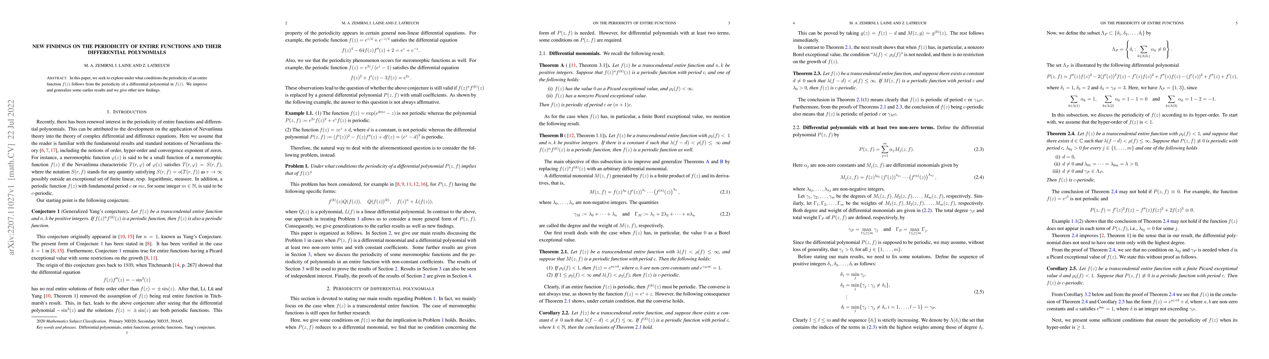Thumbnail for New findings on the periodicity of entire functions and their
  differential polynomials