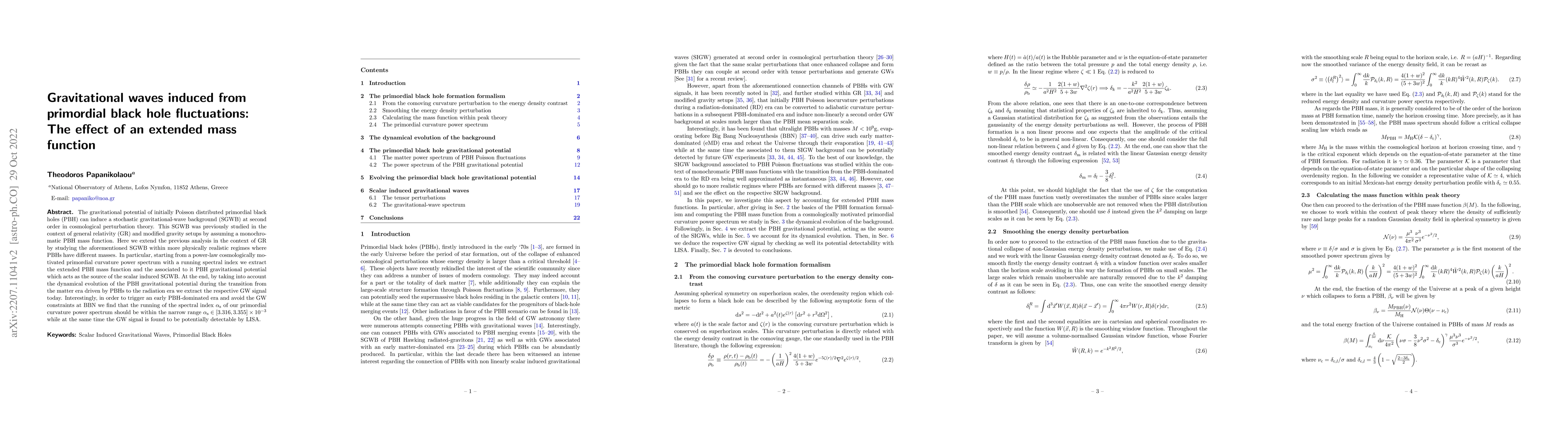 Thumbnail for Gravitational waves induced from primordial black hole fluctuations: The
  effect of an extended mass function