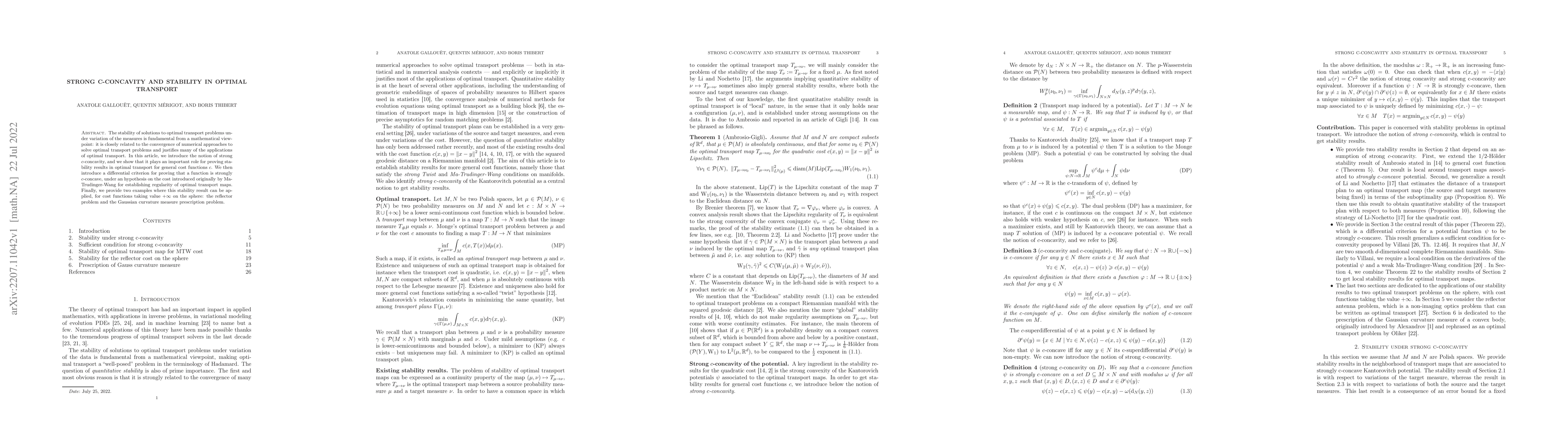 Thumbnail for Strong c-concavity and stability in optimal transport