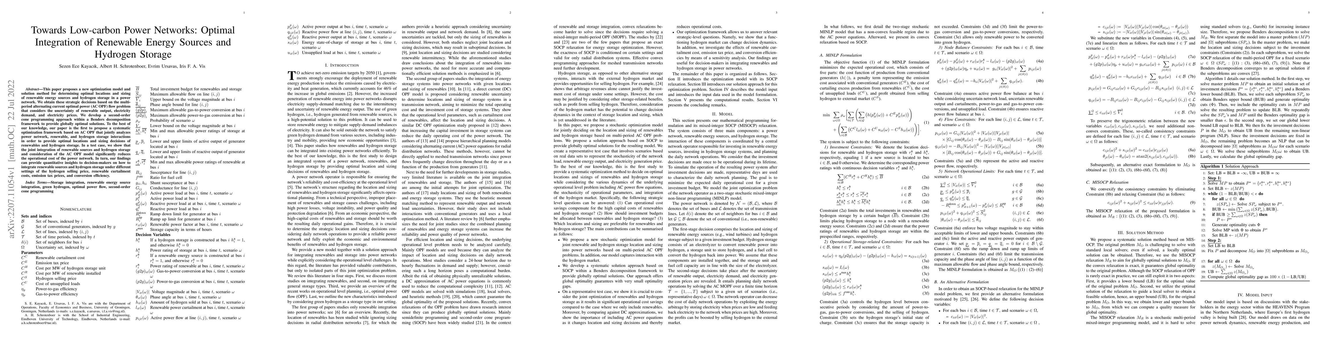 Thumbnail for Towards Low-carbon Power Networks: Optimal Integration of Renewable
  Energy Sources and Hydrogen Storage