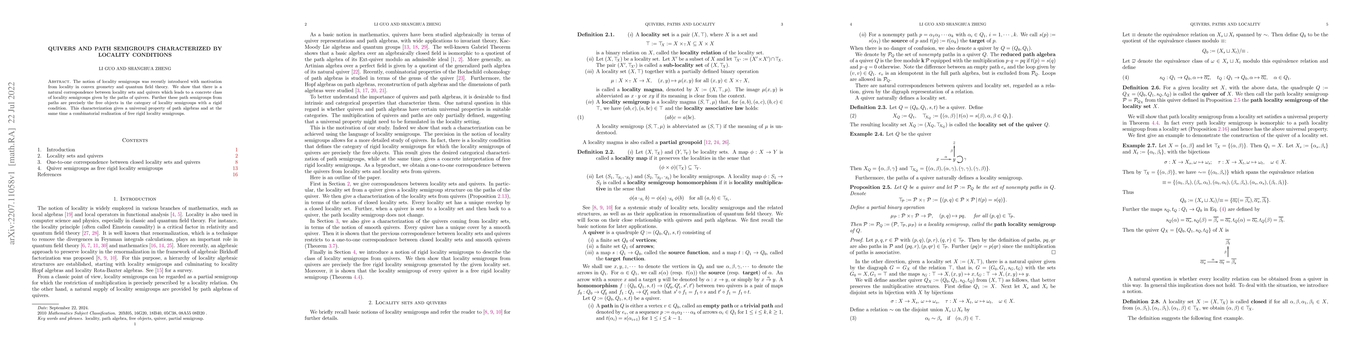 Thumbnail for Quivers and path semigroups characterized by locality conditions