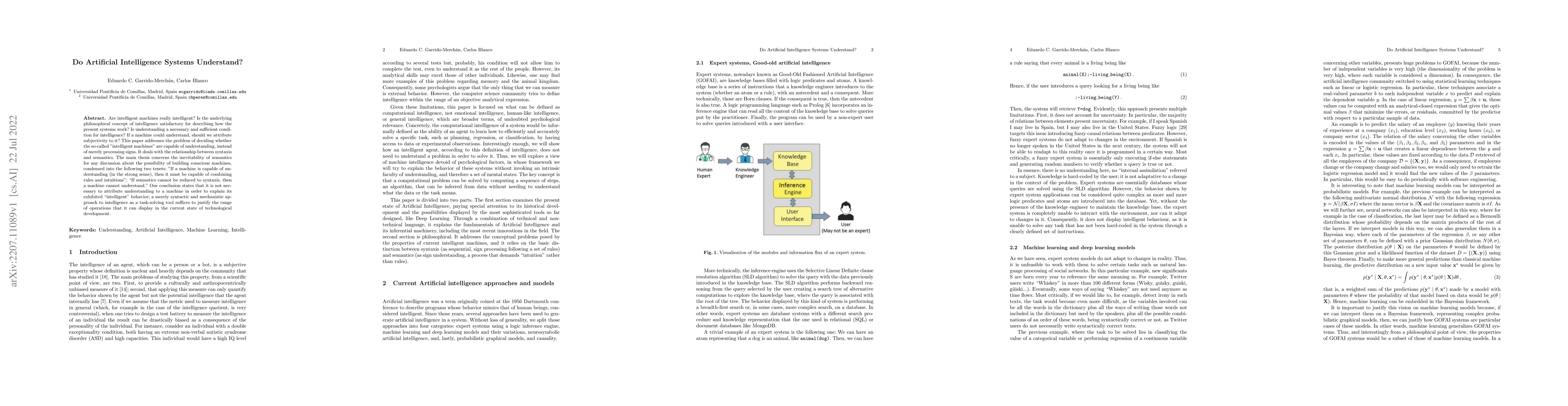 Thumbnail for Do Artificial Intelligence Systems Understand?