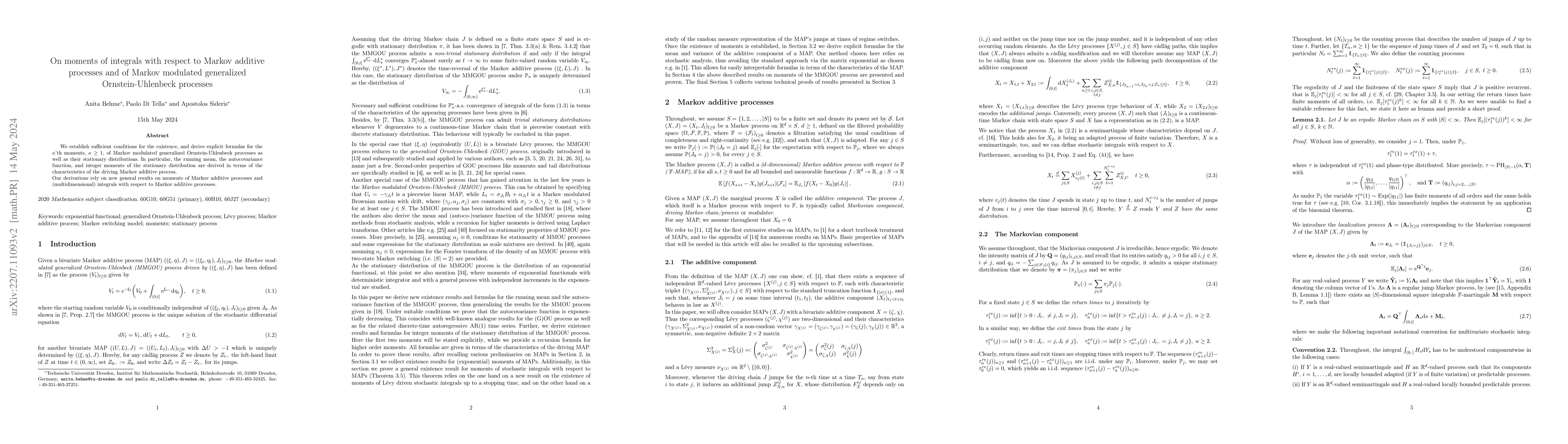 Thumbnail for On moments of integrals with respect to Markov additive processes and of
  Markov modulated generalized Ornstein-Uhlenbeck processes