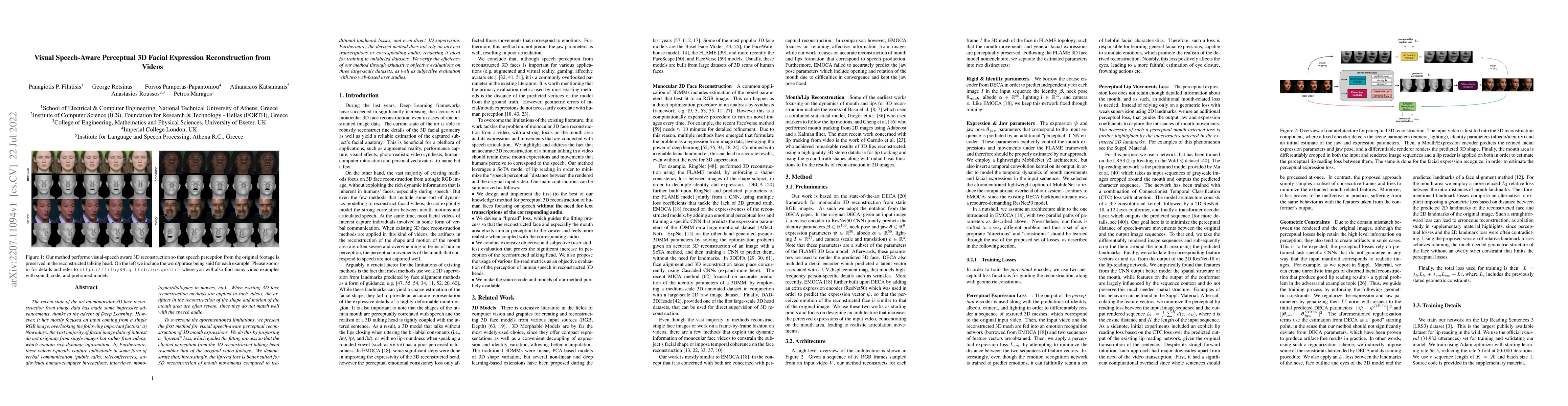 Thumbnail for Visual Speech-Aware Perceptual 3D Facial Expression Reconstruction from
  Videos
