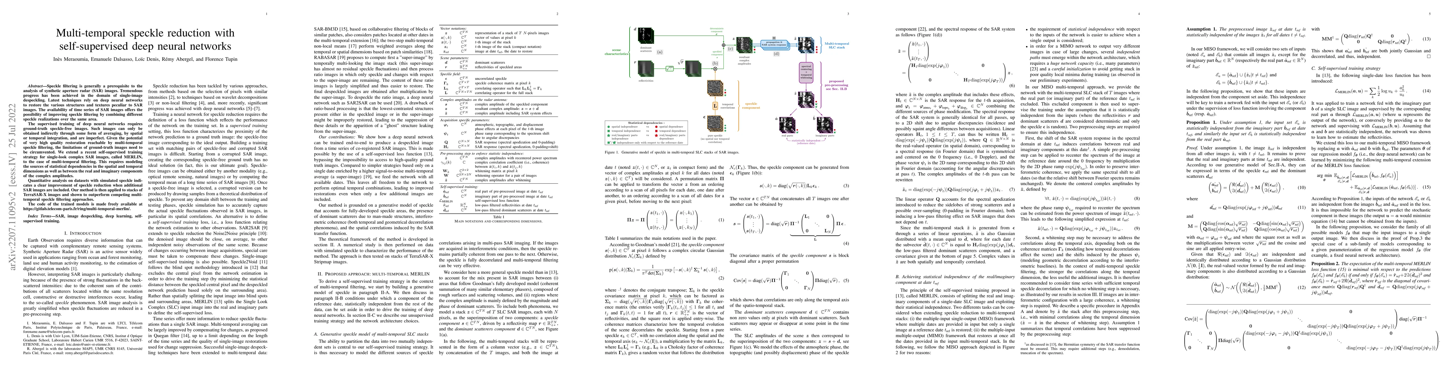 Thumbnail for Multi-temporal speckle reduction with self-supervised deep neural
  networks
