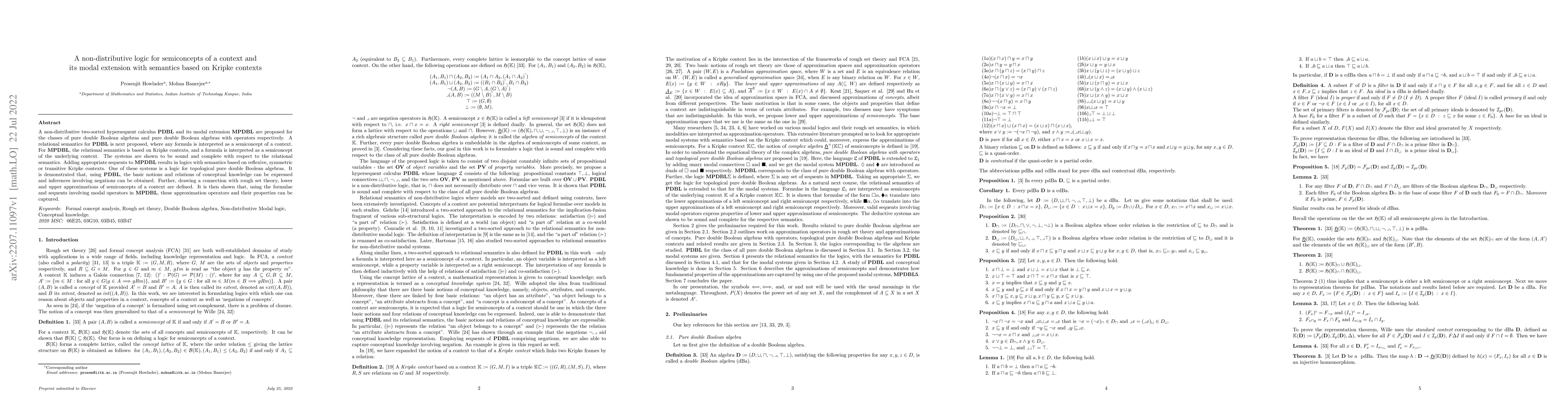Thumbnail for A non-distributive logic for semiconcepts of a context and its modal
  extension with semantics based on Kripke contexts