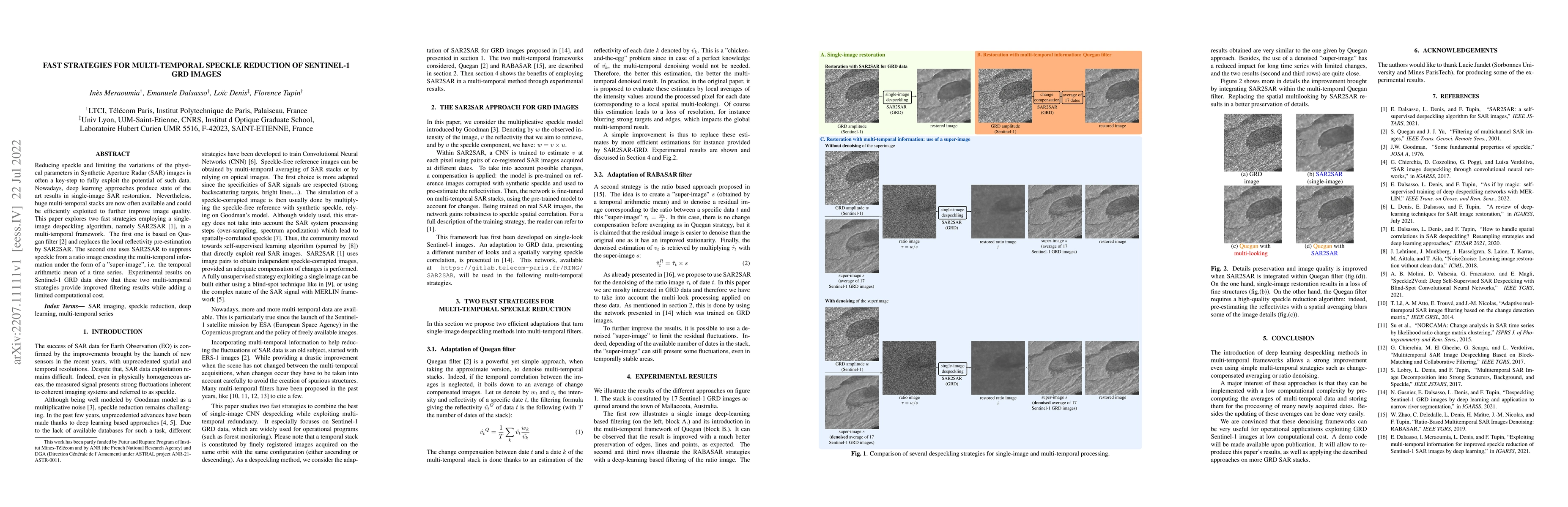 Thumbnail for Fast strategies for multi-temporal speckle reduction of Sentinel-1 GRD
  images