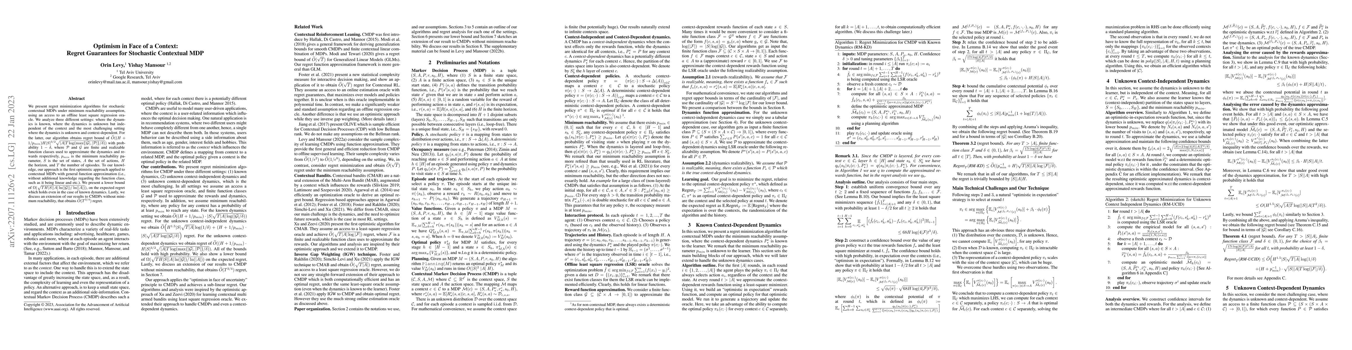 Thumbnail for Optimism in Face of a Context: Regret Guarantees for Stochastic
  Contextual MDP