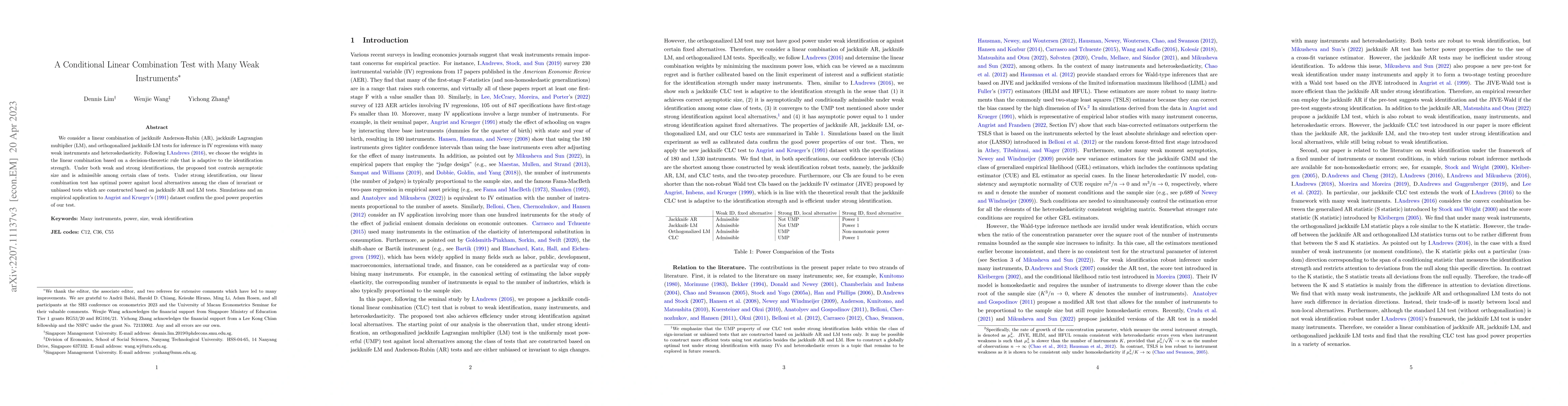 Thumbnail for A Conditional Linear Combination Test with Many Weak Instruments