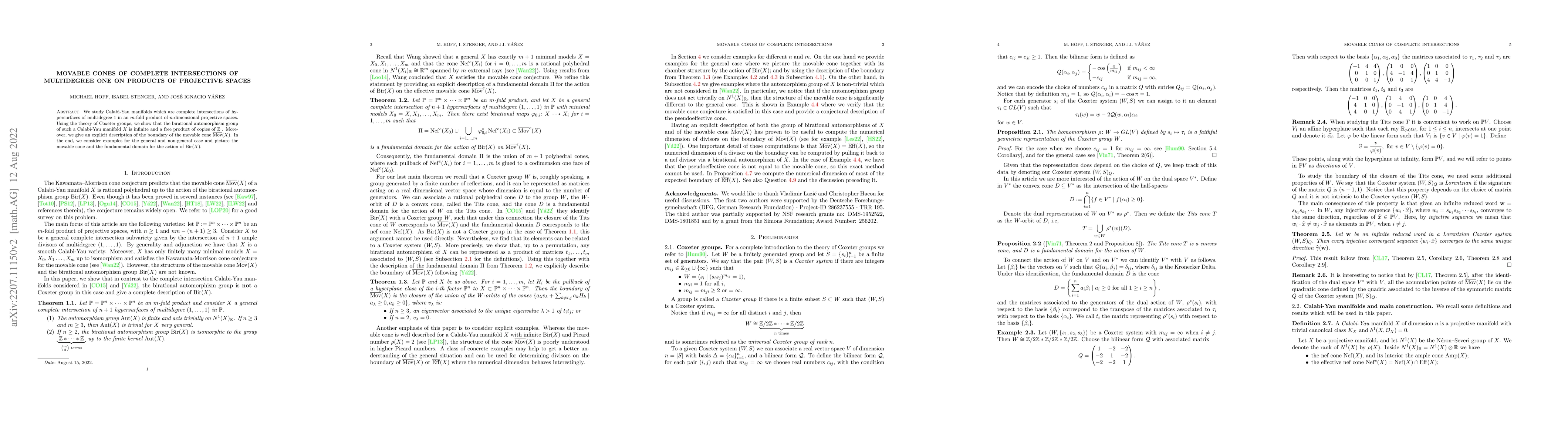 Thumbnail for Movable cones of complete intersections of multidegree one on products
  of projective spaces