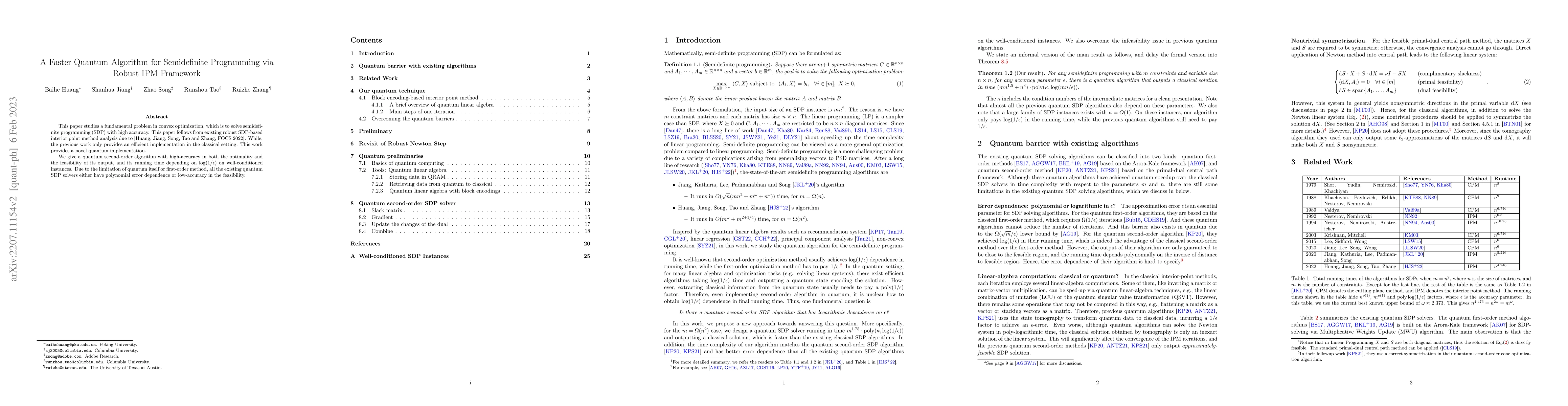 Thumbnail for A Faster Quantum Algorithm for Semidefinite Programming via Robust IPM
  Framework