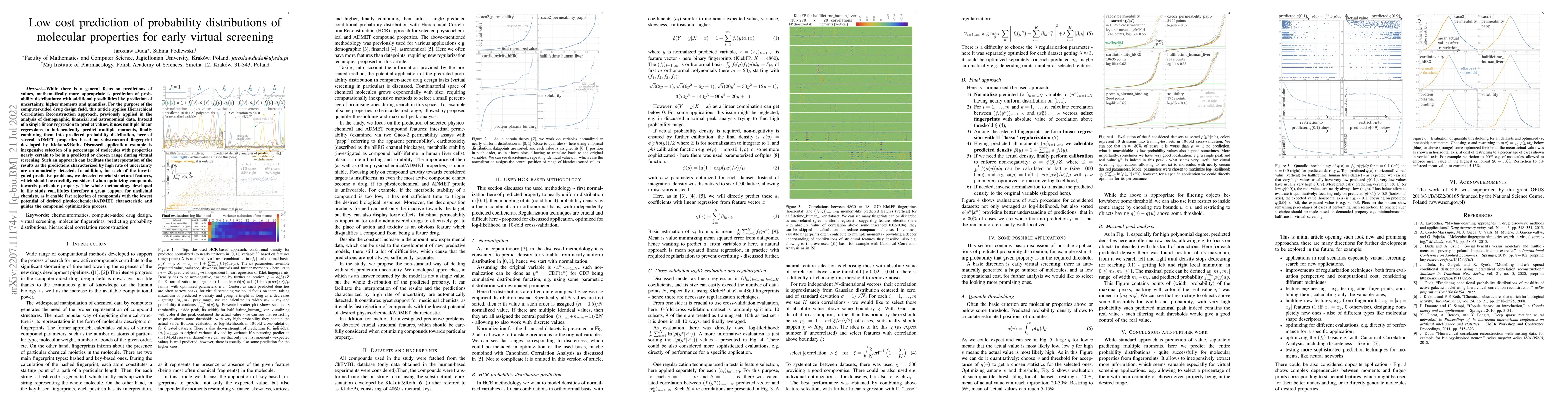 Thumbnail for Low cost prediction of probability distributions of molecular properties
  for early virtual screening