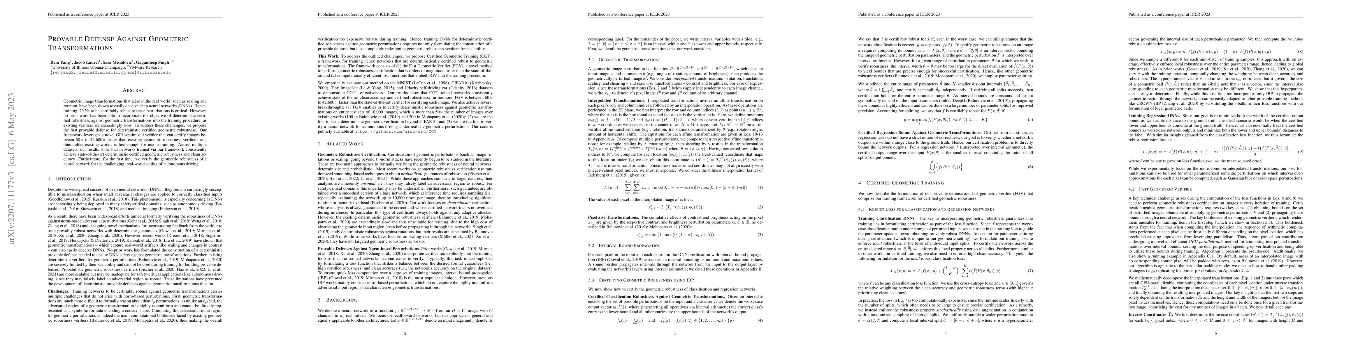 Thumbnail for Provable Defense Against Geometric Transformations