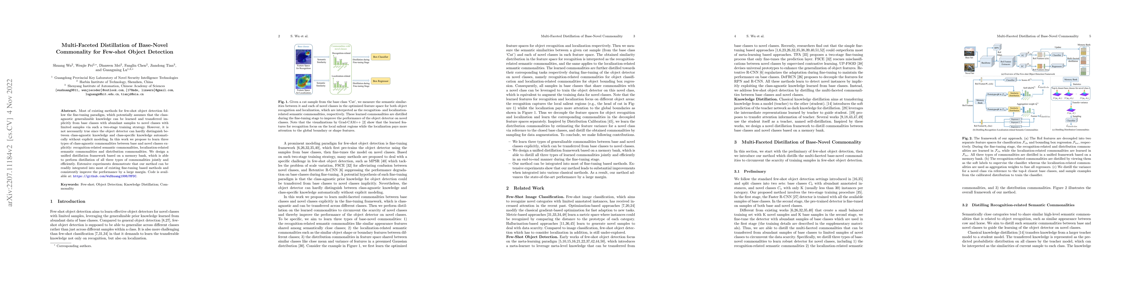 Thumbnail for Multi-Faceted Distillation of Base-Novel Commonality for Few-shot Object
  Detection