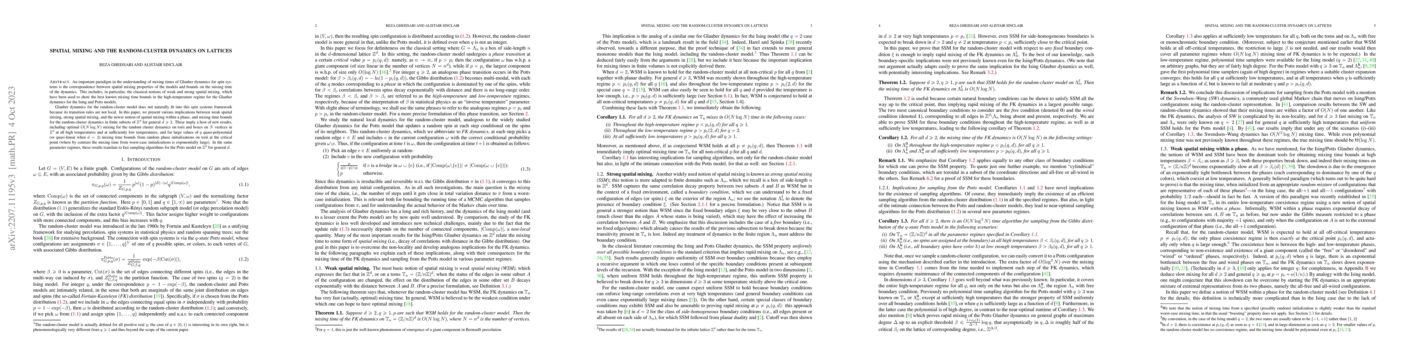 Thumbnail for Spatial mixing and the random-cluster dynamics on lattices