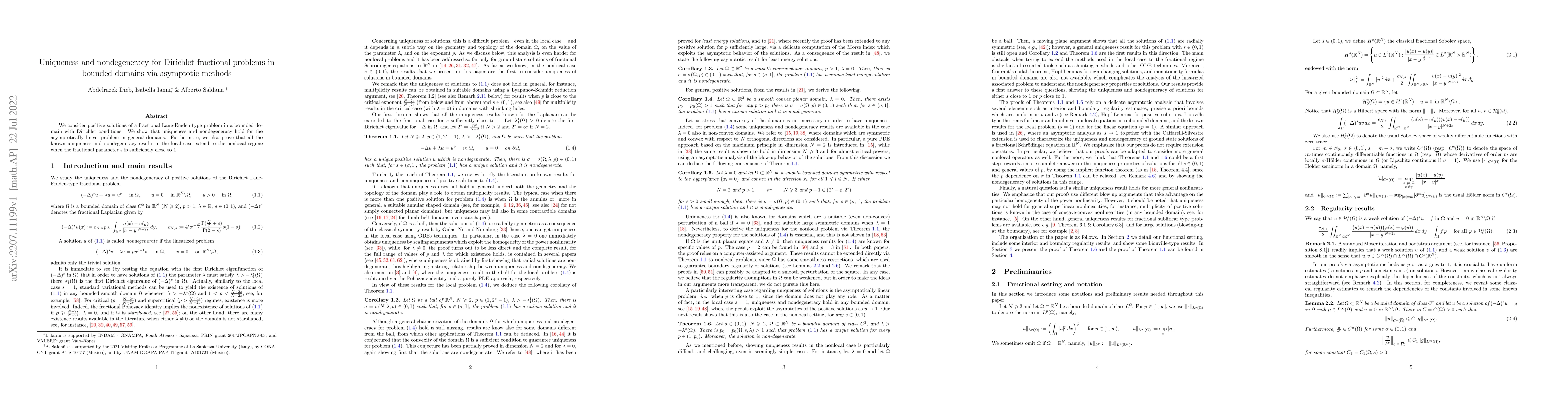 Thumbnail for Uniqueness and nondegeneracy for Dirichlet fractional problems in
  bounded domains via asymptotic methods