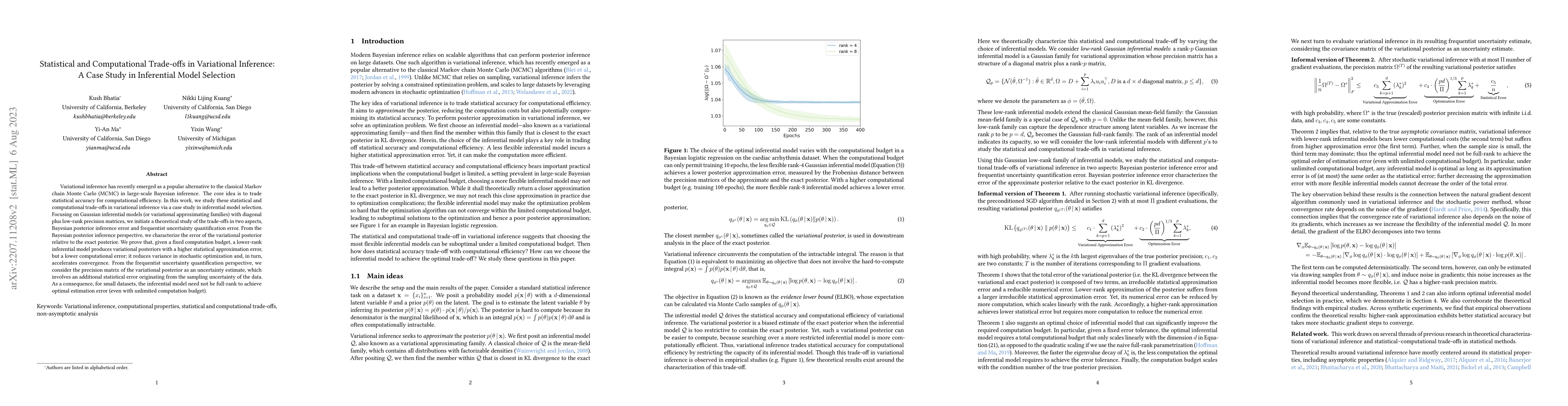 Thumbnail for Statistical and Computational Trade-offs in Variational Inference: A
  Case Study in Inferential Model Selection
