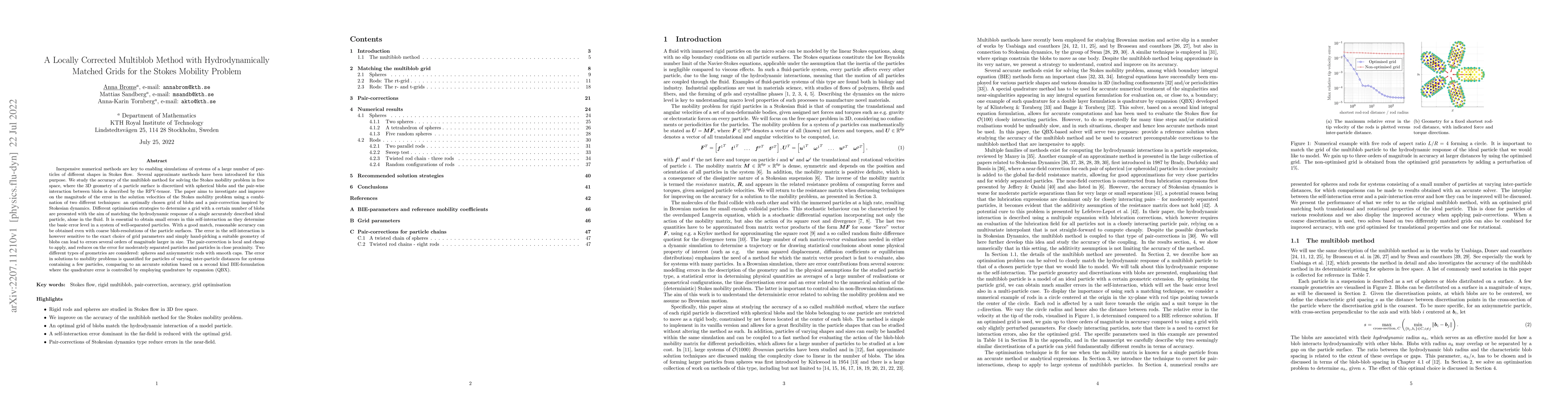 Thumbnail for A Locally Corrected Multiblob Method with Hydrodynamically Matched Grids
  for the Stokes Mobility Problem