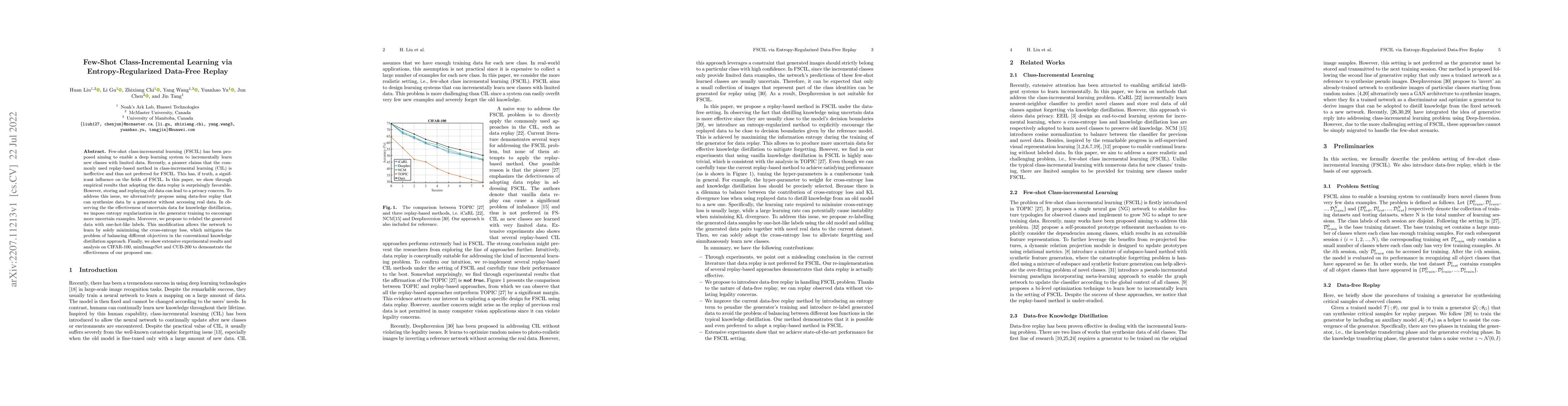 Thumbnail for Few-Shot Class-Incremental Learning via Entropy-Regularized Data-Free
  Replay