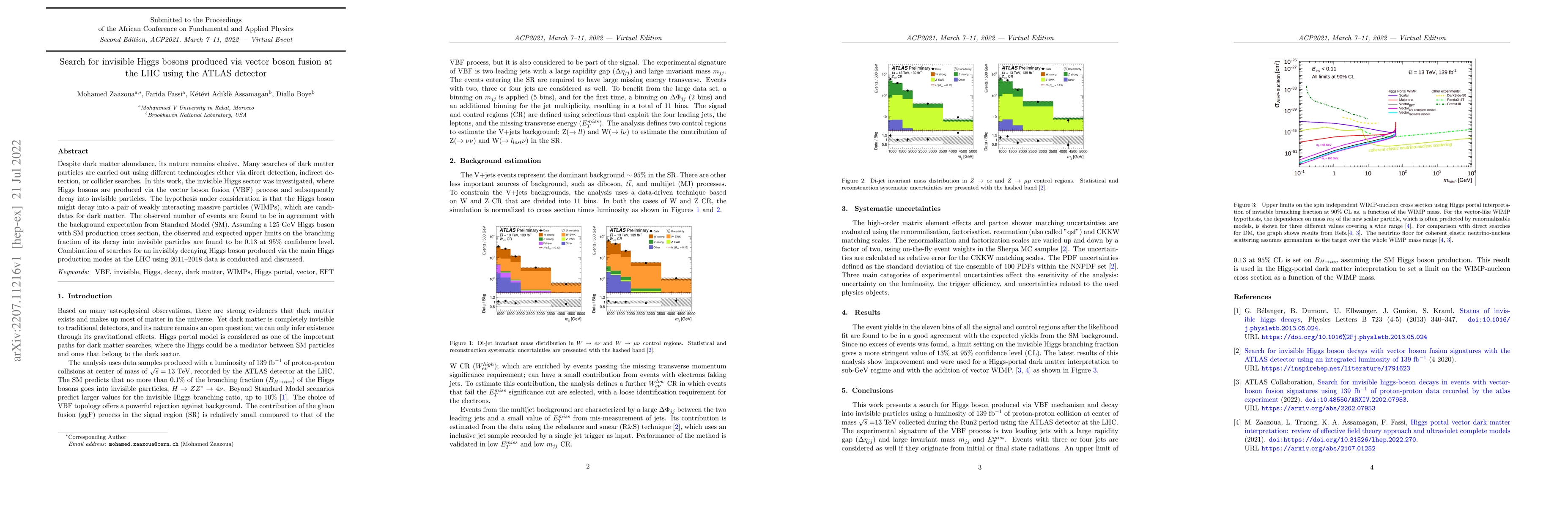 Thumbnail for Search for invisible Higgs bosons produced via vector boson fusion at
  the LHC using the ATLAS detector