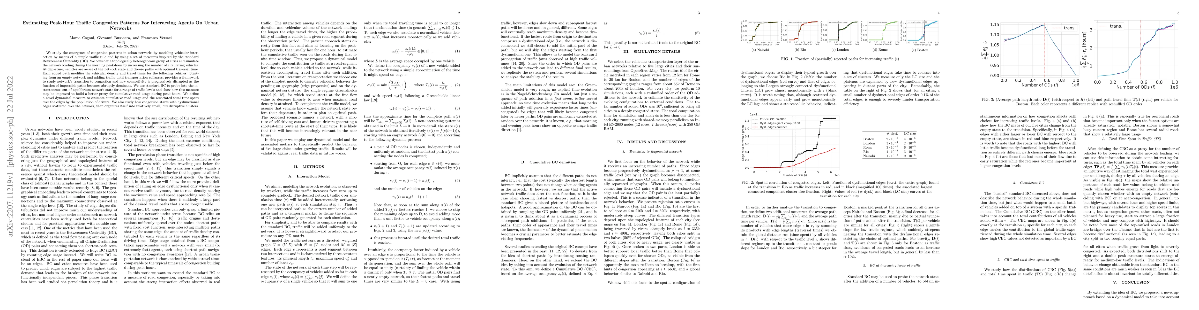 Thumbnail for Estimating Peak-Hour Traffic Congestion Patterns For Interacting Agents
  On Urban Networks
