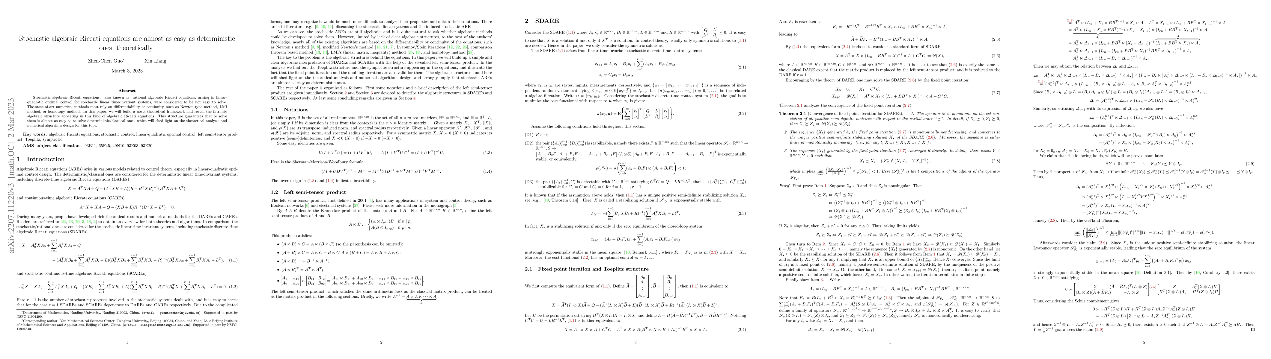Thumbnail for Stochastic algebraic Riccati equations are almost as easy as
  deterministic ones theoretically