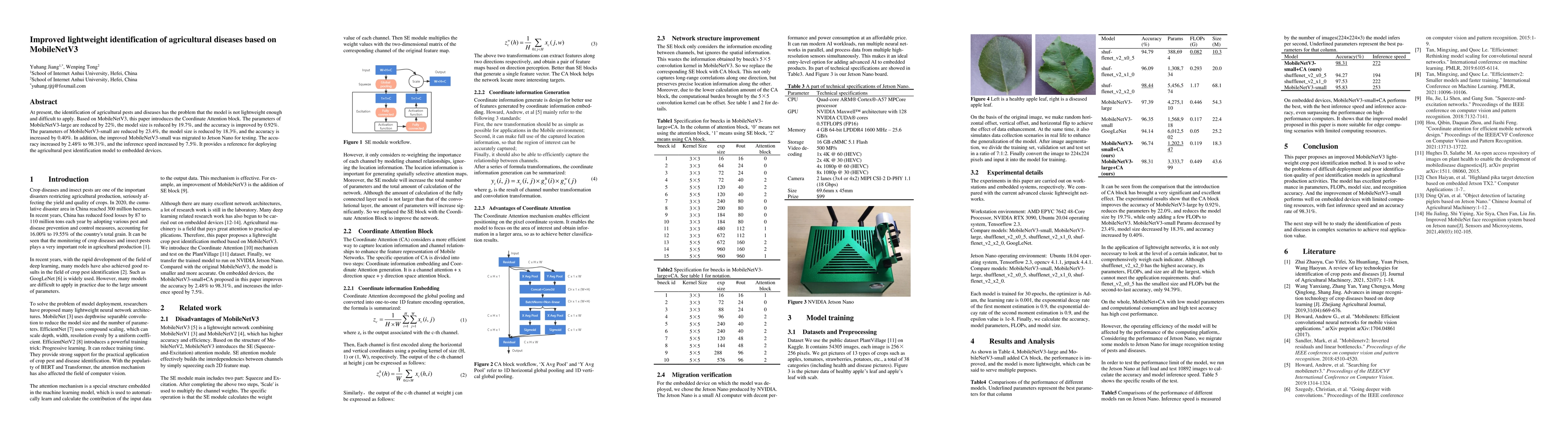 Thumbnail for Improved lightweight identification of agricultural diseases based on
  MobileNetV3