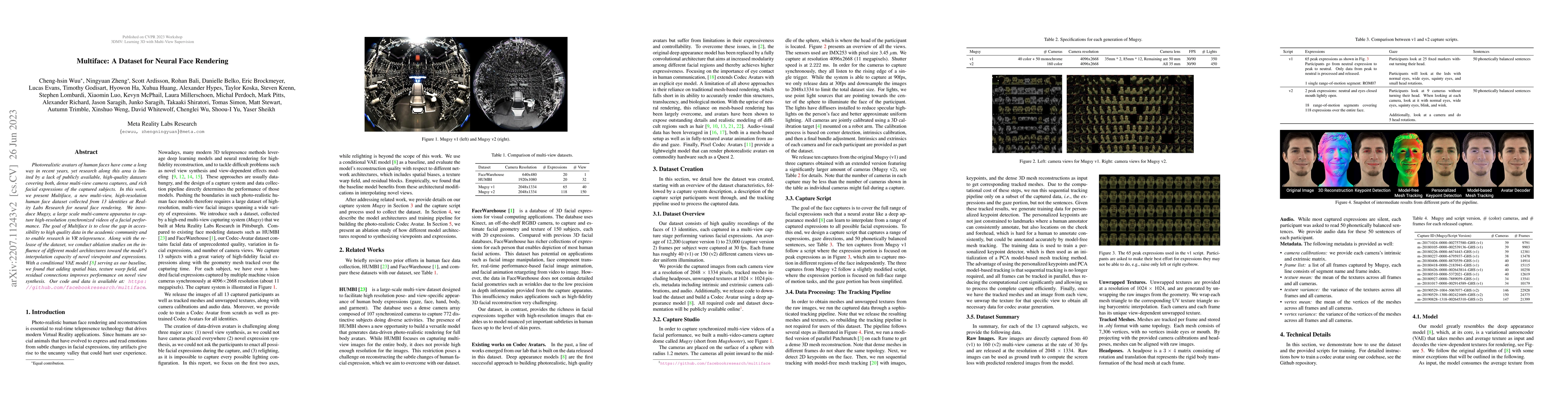 Thumbnail for Multiface: A Dataset for Neural Face Rendering