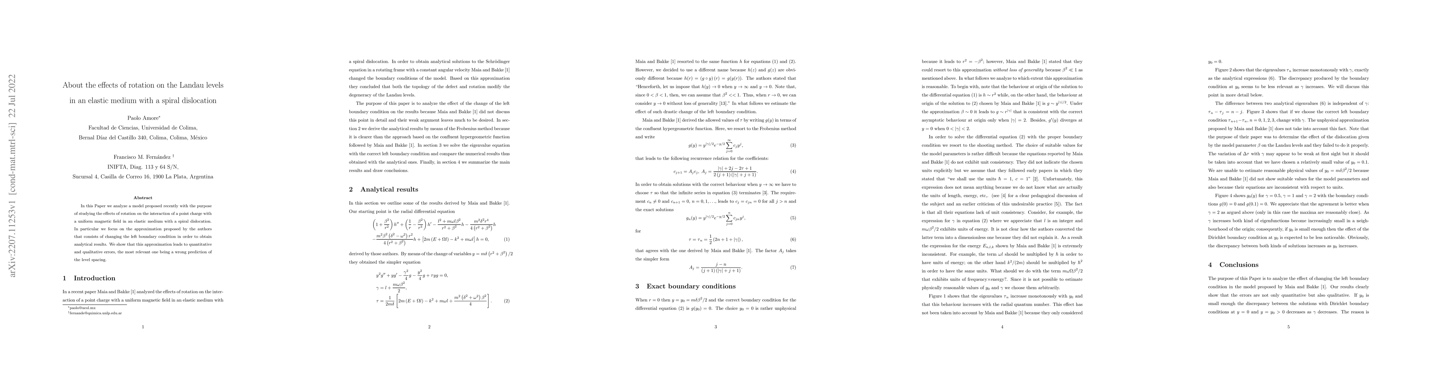 Thumbnail for About the effects of rotation on the Landau levels in an elastic medium
  with a spiral dislocation