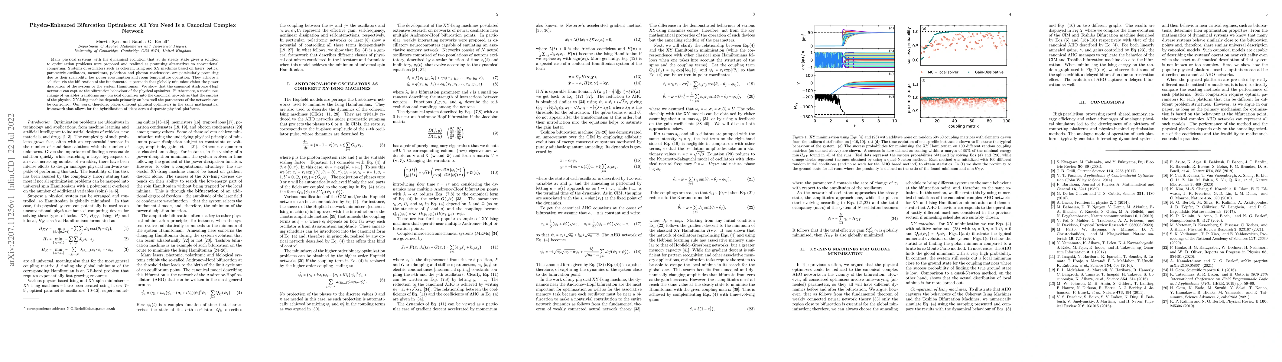 Thumbnail for Physics-Enhanced Bifurcation Optimisers: All You Need Is a Canonical
  Complex Network