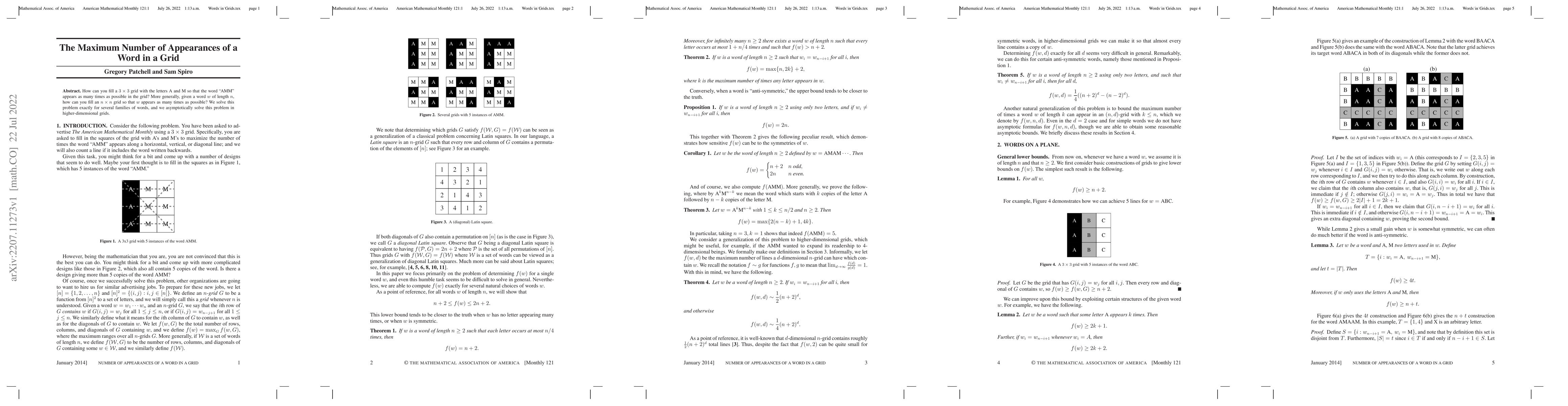 Thumbnail for The Maximum Number of Appearances of a Word in a Grid