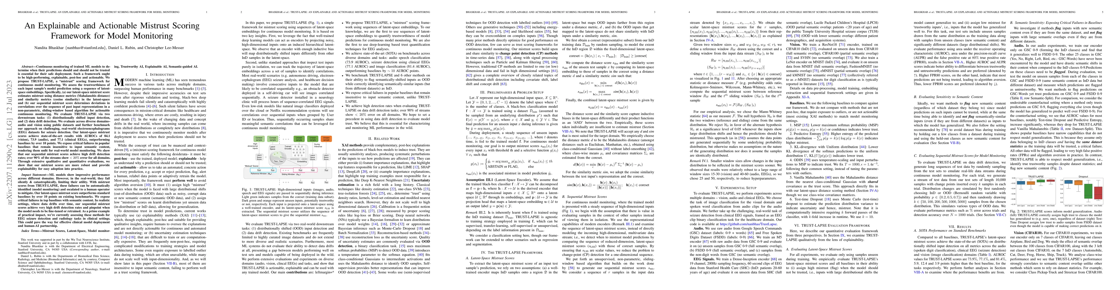 Thumbnail for TRUST-LAPSE: An Explainable and Actionable Mistrust Scoring Framework
  for Model Monitoring