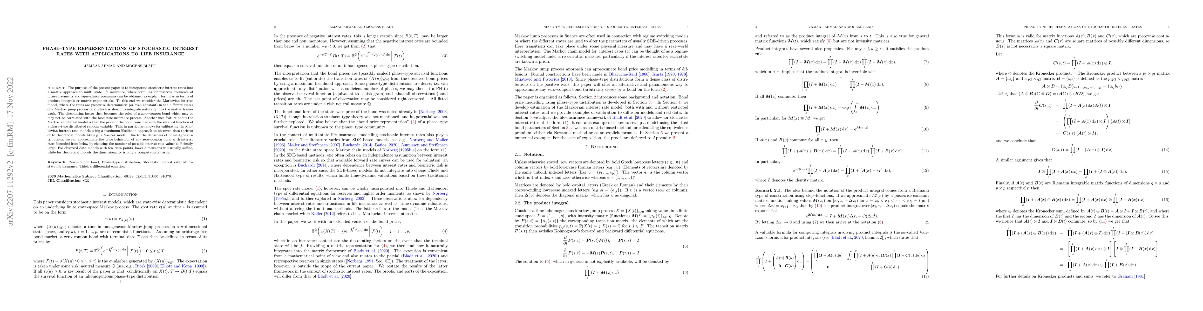 Thumbnail for Phase-type representations of stochastic interest rates with
  applications to life insurance